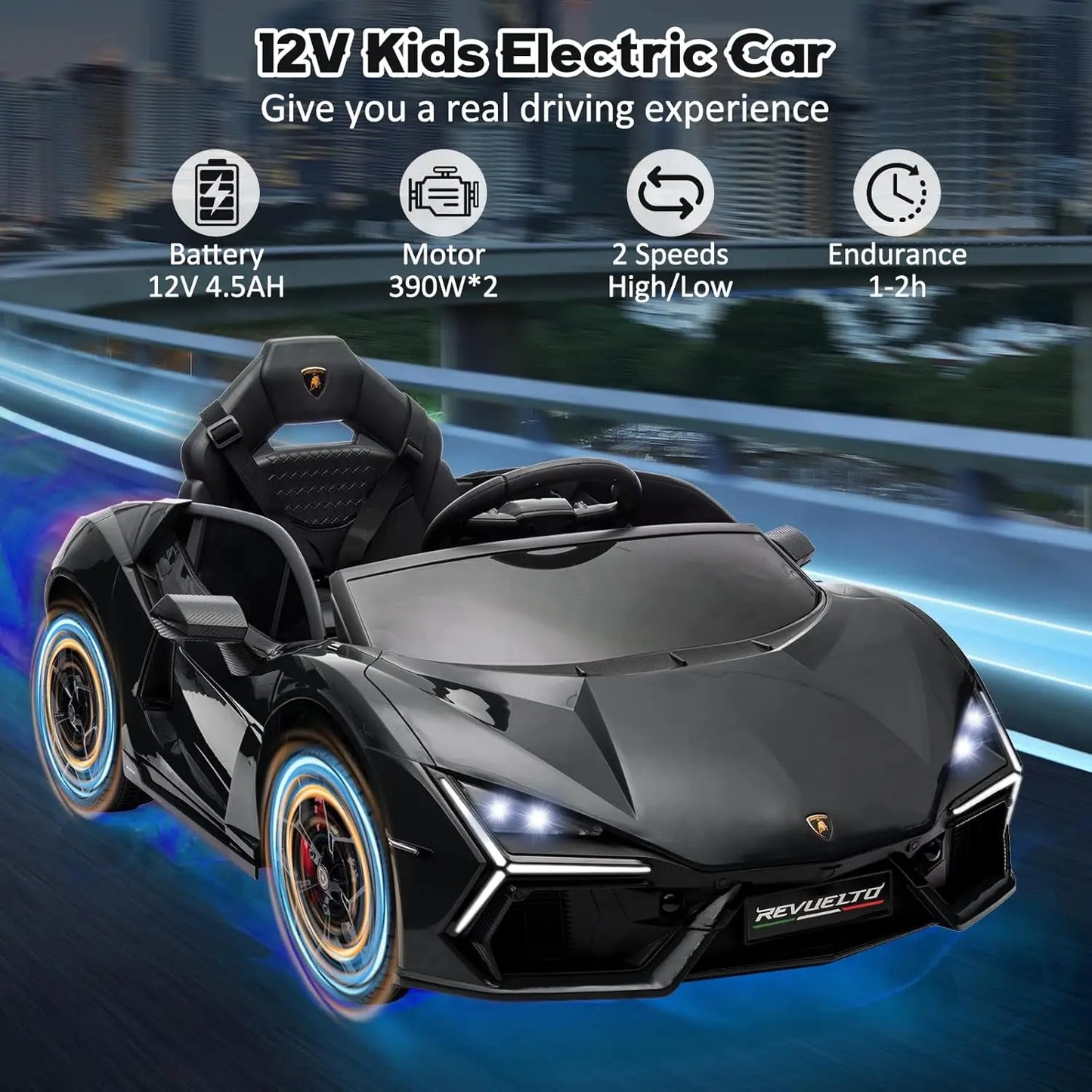 HiMISS Ride On Car Toy For Kids 3 To 8 With Bluetooth Music Remote Headlight