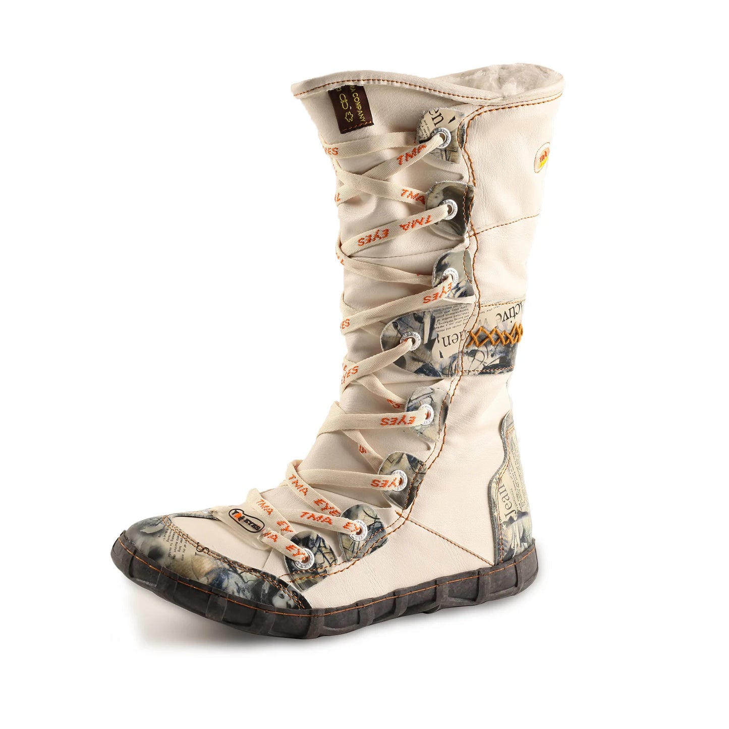TMA EYES Knee-High Winter Boots With Contrast Stitch Side Zip