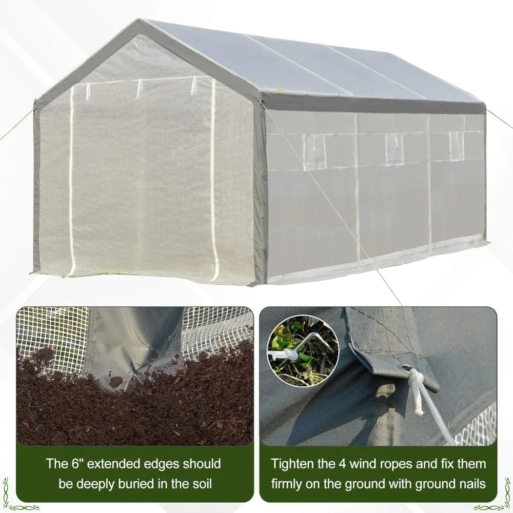 Color Walk-In Greenhouse for Outdoor Garden Shelter Durable Alloy Steel