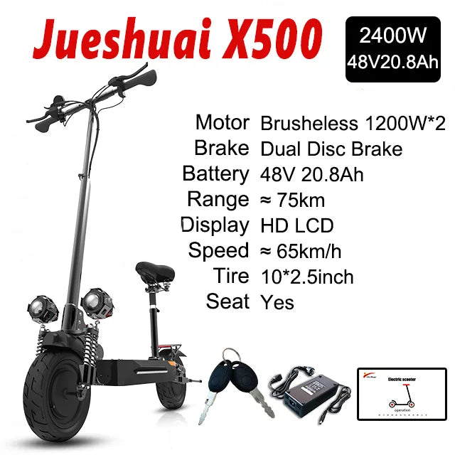 Jueshuai Outdoor Electric Scooter 48V-72V 1000W-6000W Off-Road Foldable