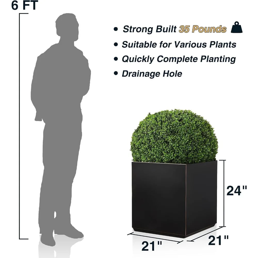 Metallic Heavy Cube Planter Box No Assembly Large Square Planter