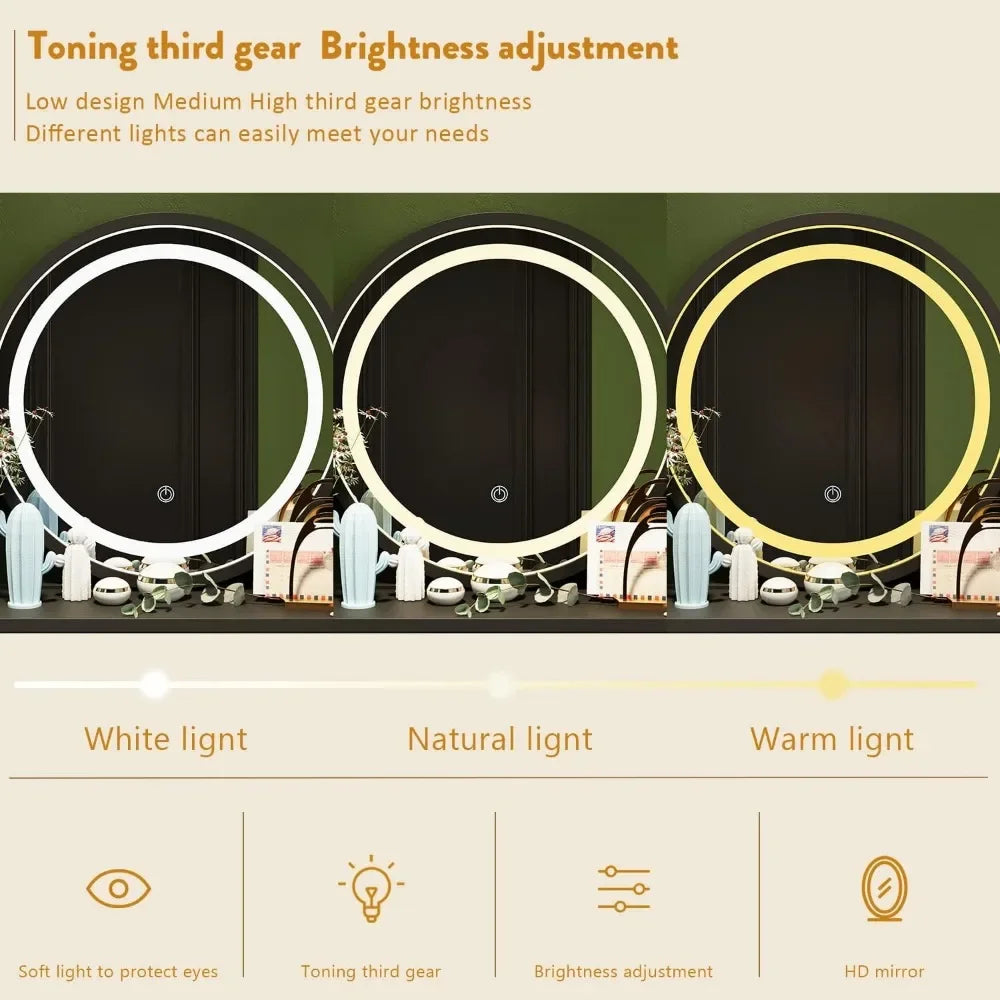 Angduo Makeup Vanity Set with Dresser Mirror and Stool