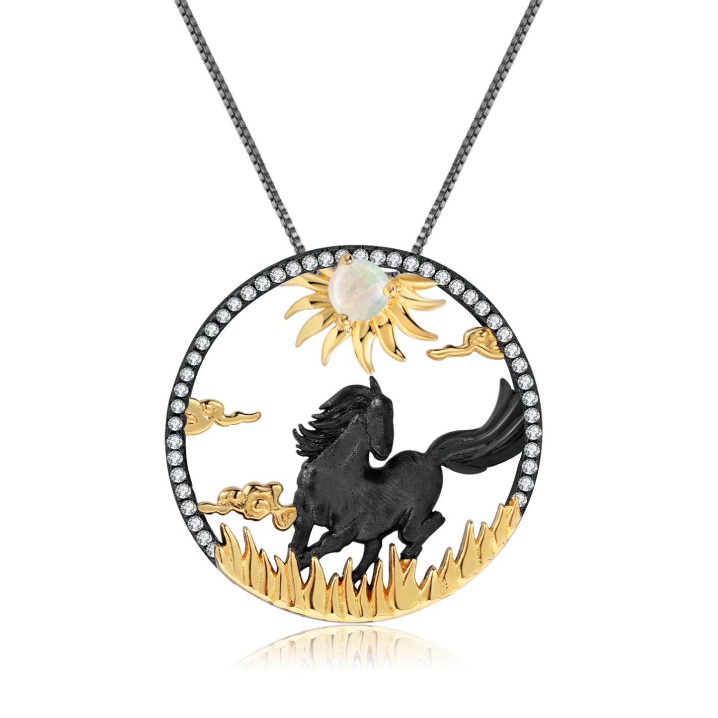 Gem's Ballet 925 Sterling Silver Dragon Pendant Necklace Topaz