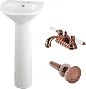 Pedestal Sink Porcelain Pre Drilled Widespread Holes