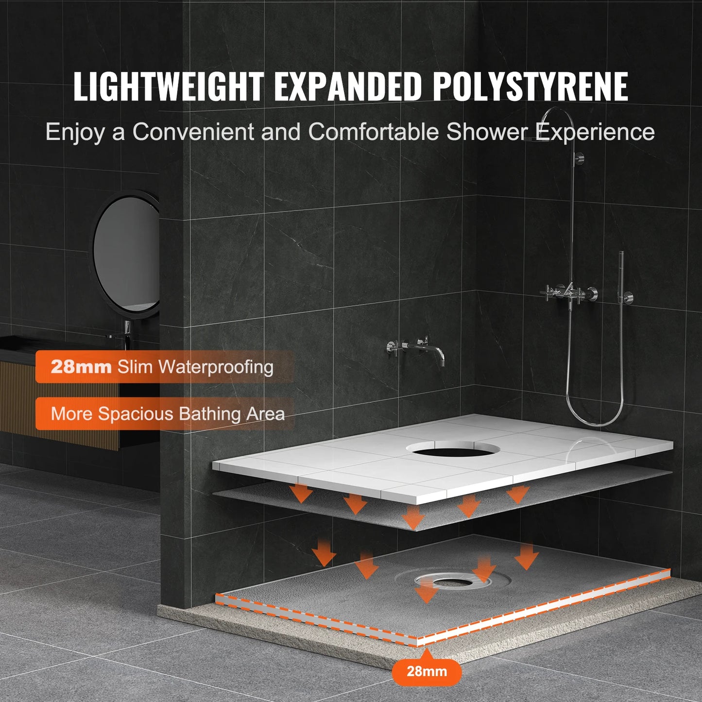 SucceBuy Lightweight EPS Shower Curb Kit And Shower Pan Kit