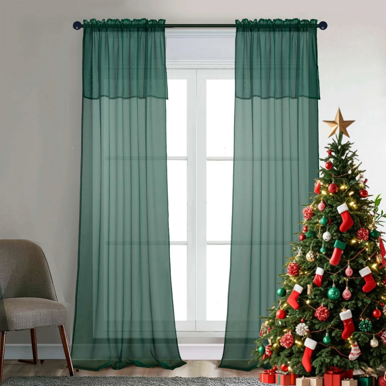 Jiangsu Craft Of Weaving Tulle Sheer Voile Curtain Set
