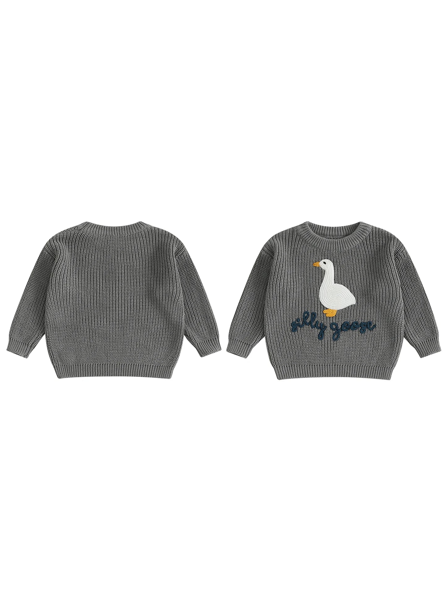Infant Toddler Duck Sweater Unisex Embroidered Crewneck Knit Top