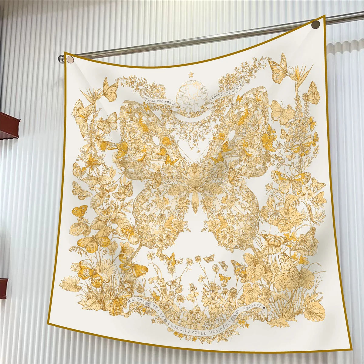 Floral Silk Twill Square Scarf Hijab Shawl For Women