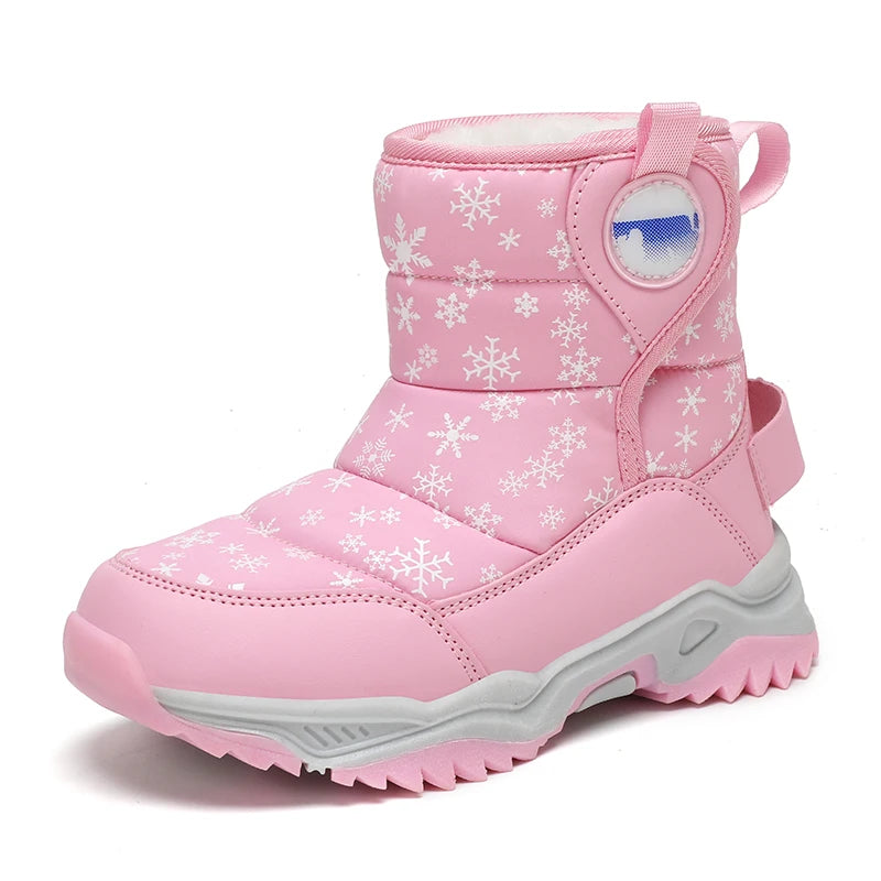 Unisex Kids Winter Boots Snow Leather Fashion Shoes