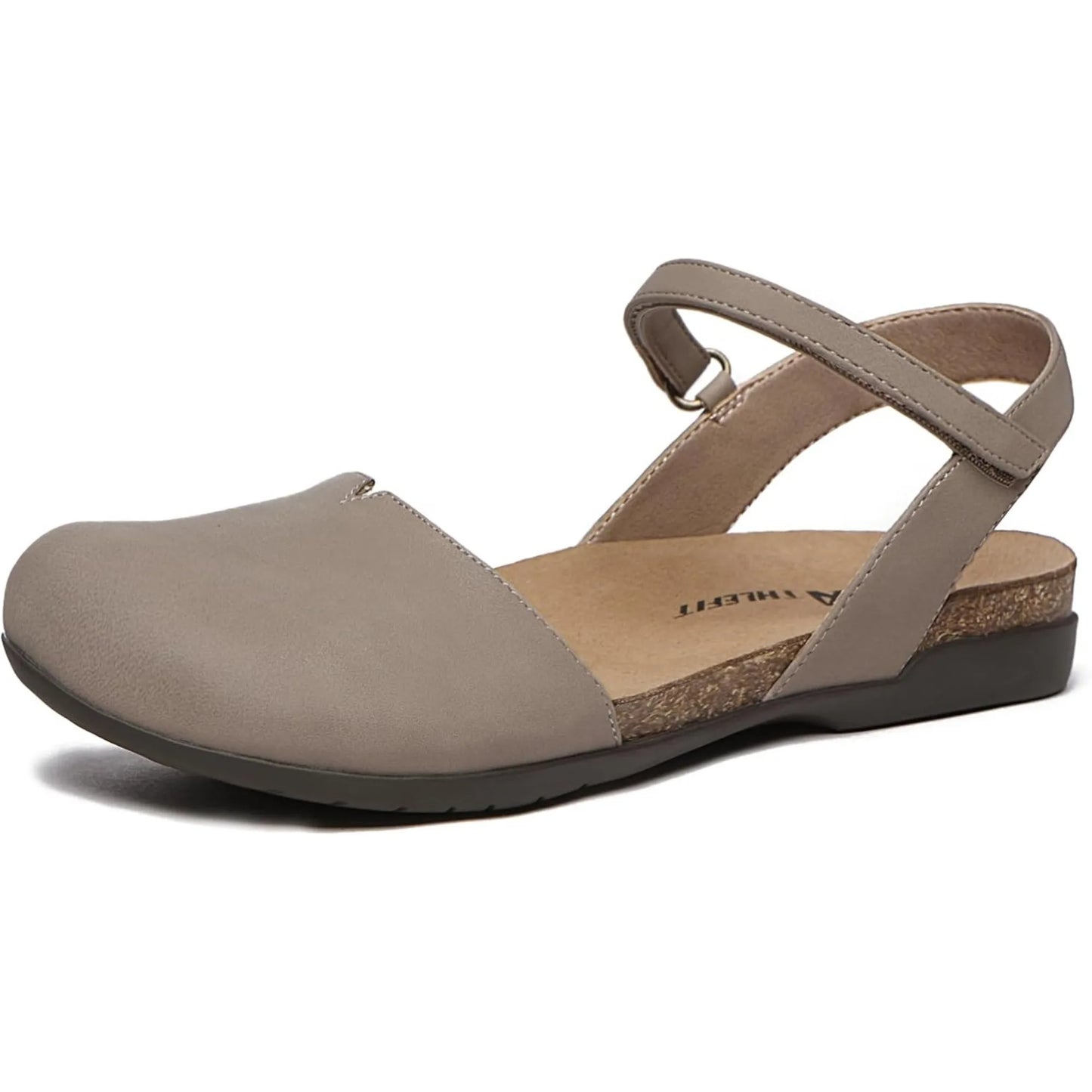 Womens Cork Footbed Closed Toe Sandals With Arch Support