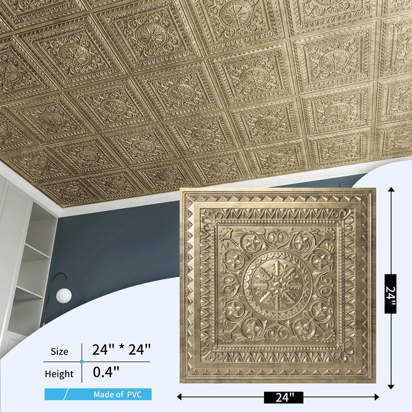 Art3d 12 Pack Drop Ceiling Tiles Waterproof PVC