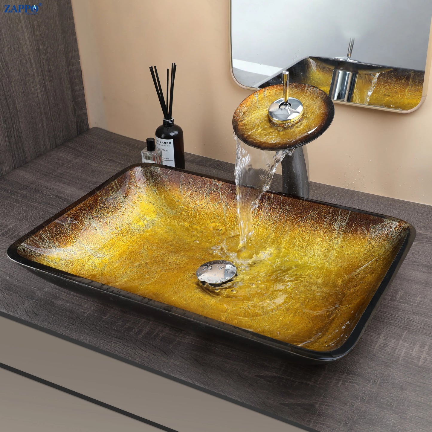 YANKSMART Tempered Glass Basin Sink With Faucet Set