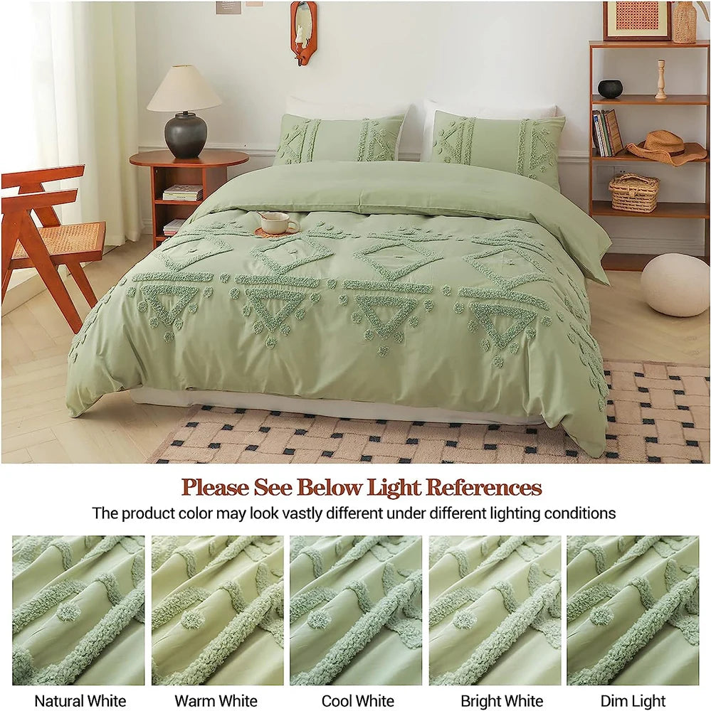 Simple Opulence Cotton Bedding Set Duvet Cover Shams 3 Piece