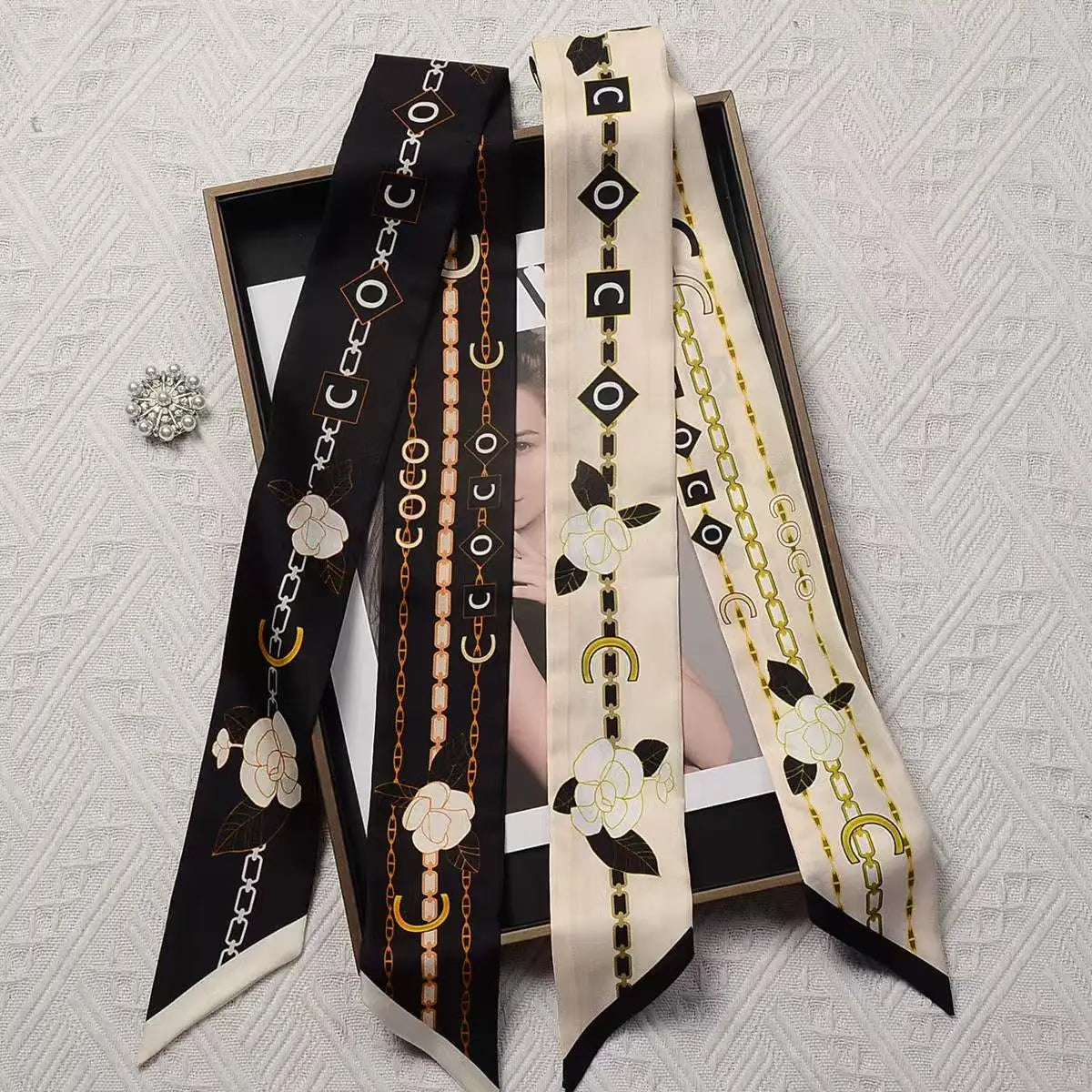 French Elegant Silk Scarf And Ribbon Headband