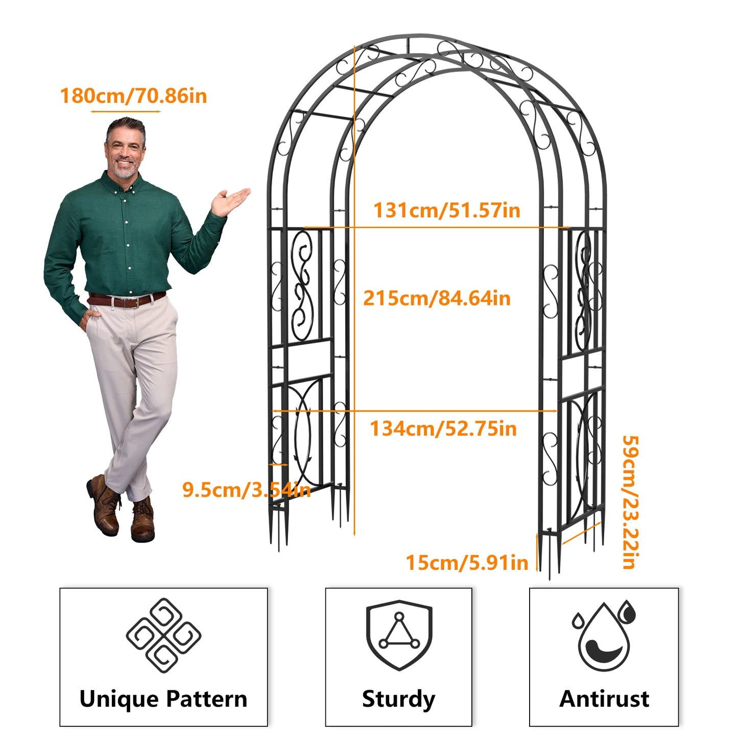 Feature Metal Garden Trellis for Climbing Plants Arch