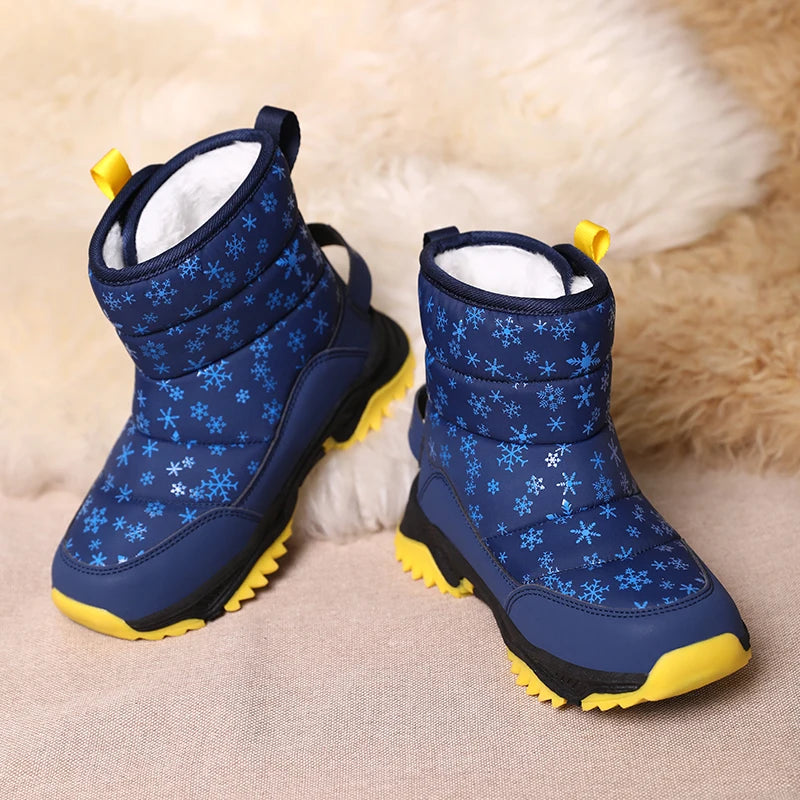Unisex Kids Winter Boots Snow Leather Fashion Shoes