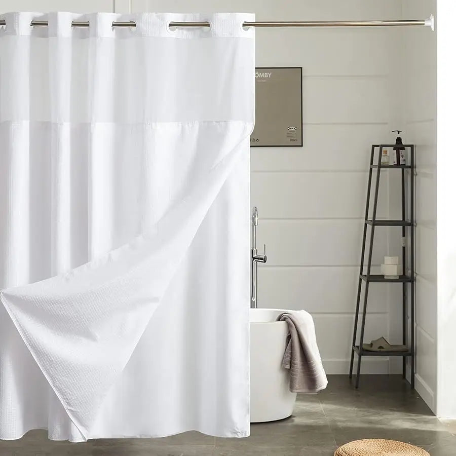 Guangdong Waffle Weave No Hook Shower Curtain Set With Liner