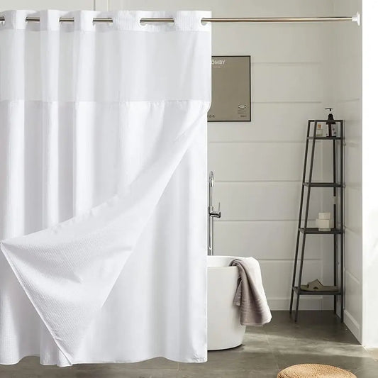 Guangdong Waffle Weave No Hook Shower Curtain Set With Liner