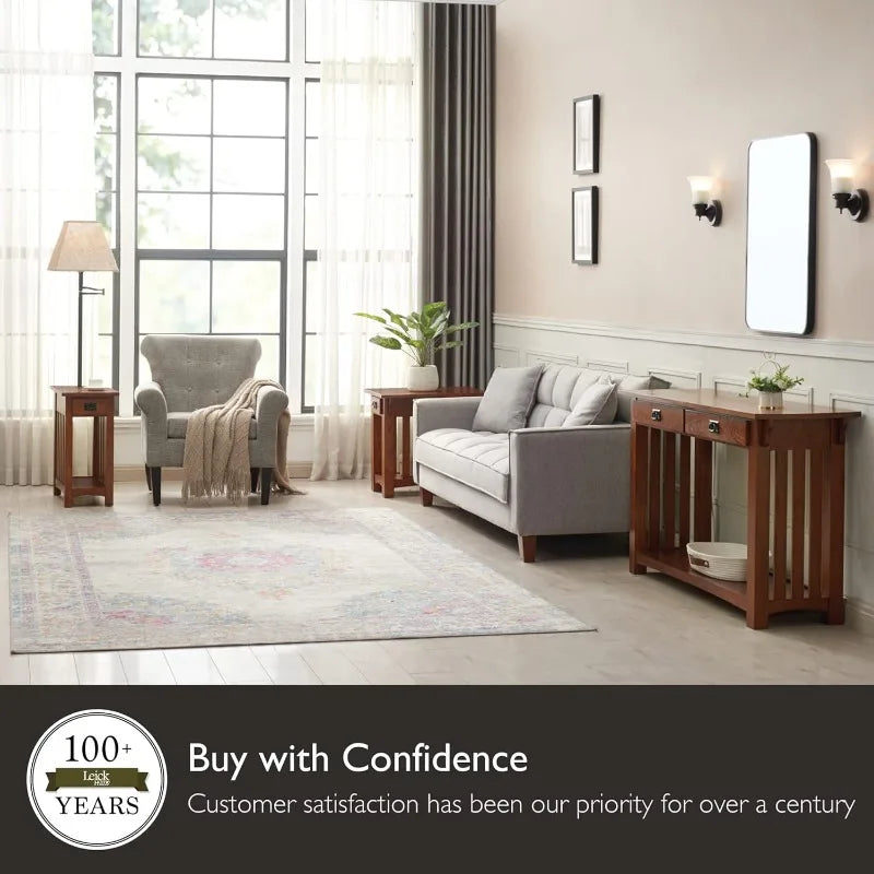 Home Mission Solid Wood End Table With One Drawer Shelf