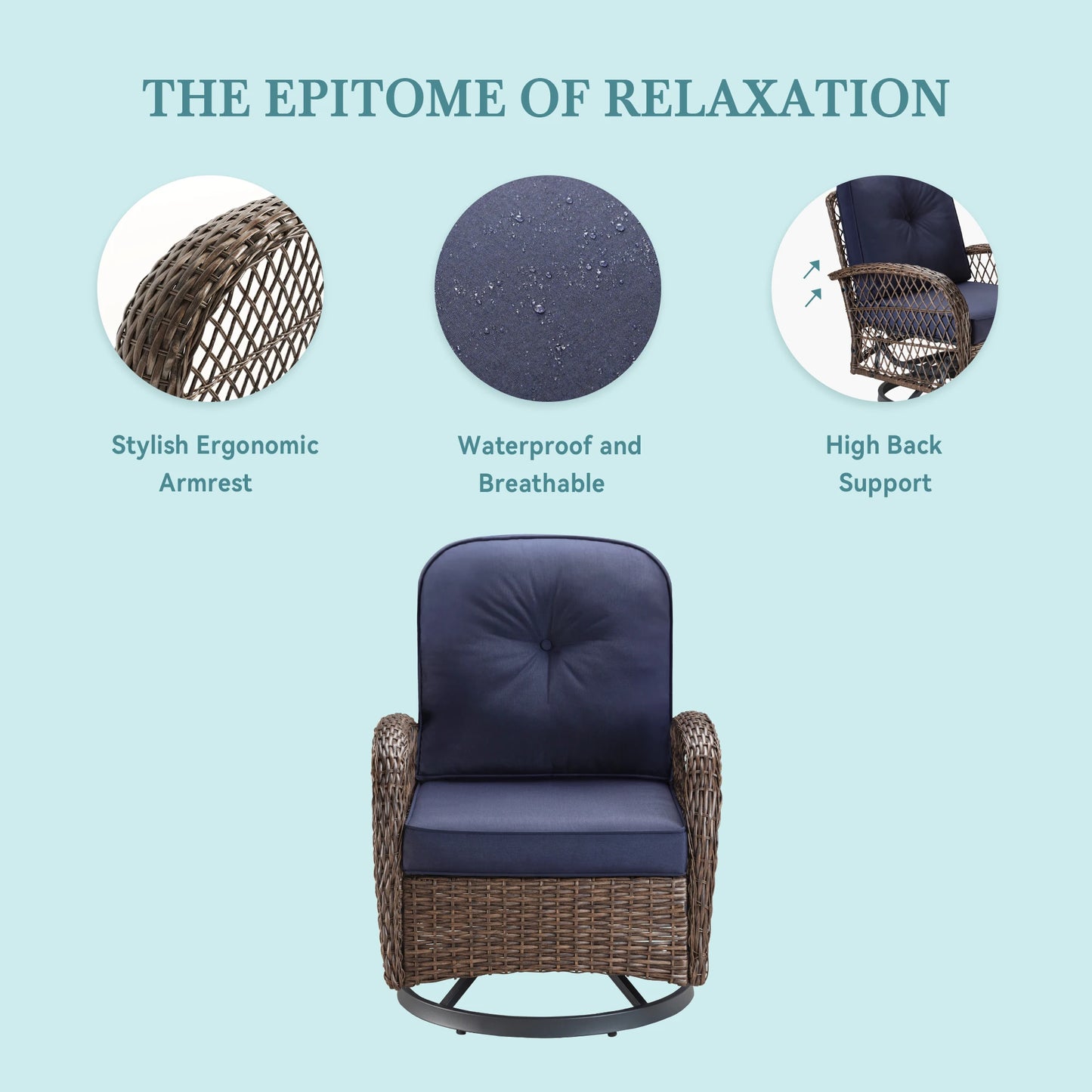 HOOMIC Outdoor Patio Furniture Set 3 Piece Rocking Chairs