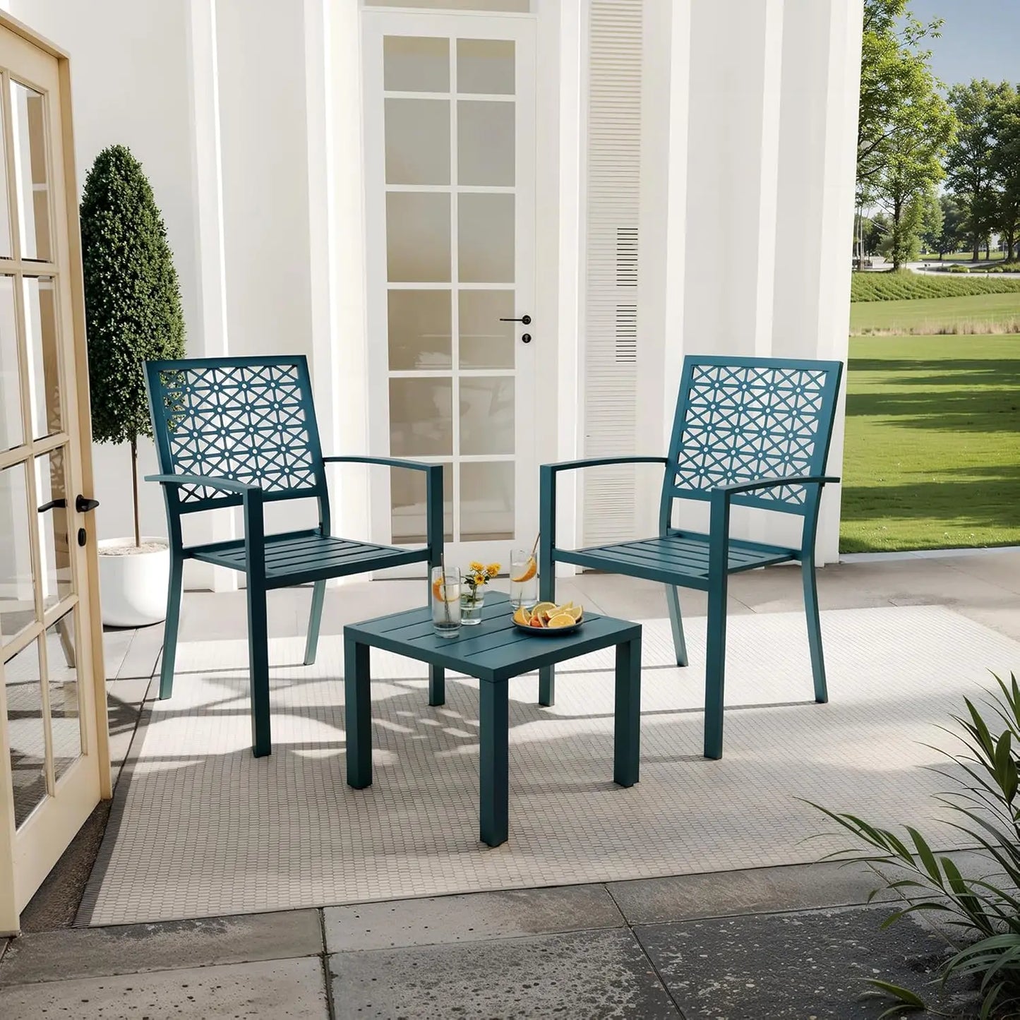 TWISTER.CK 3 Piece Patio Bistro Set Outdoor Table and Chairs