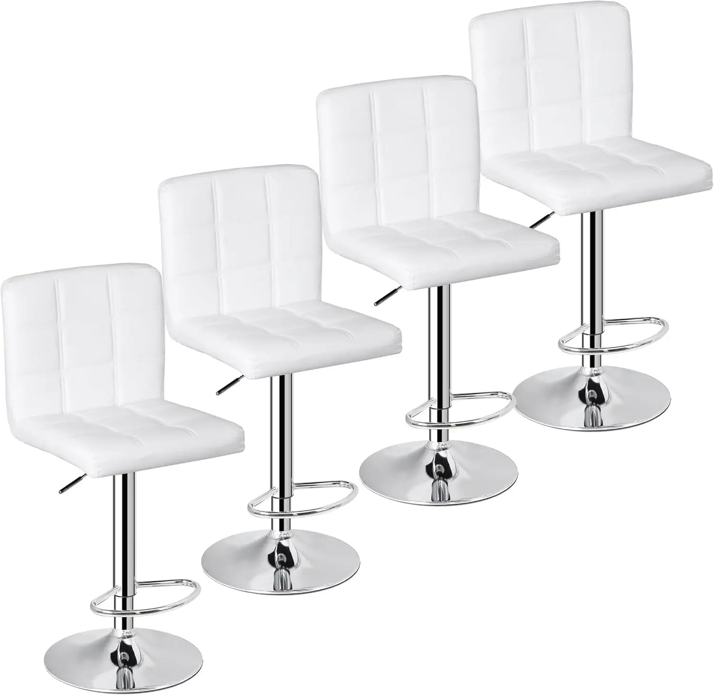 HUANZHUANG Set Of 4 Adjustable Swivel PU Leather Bar Stools