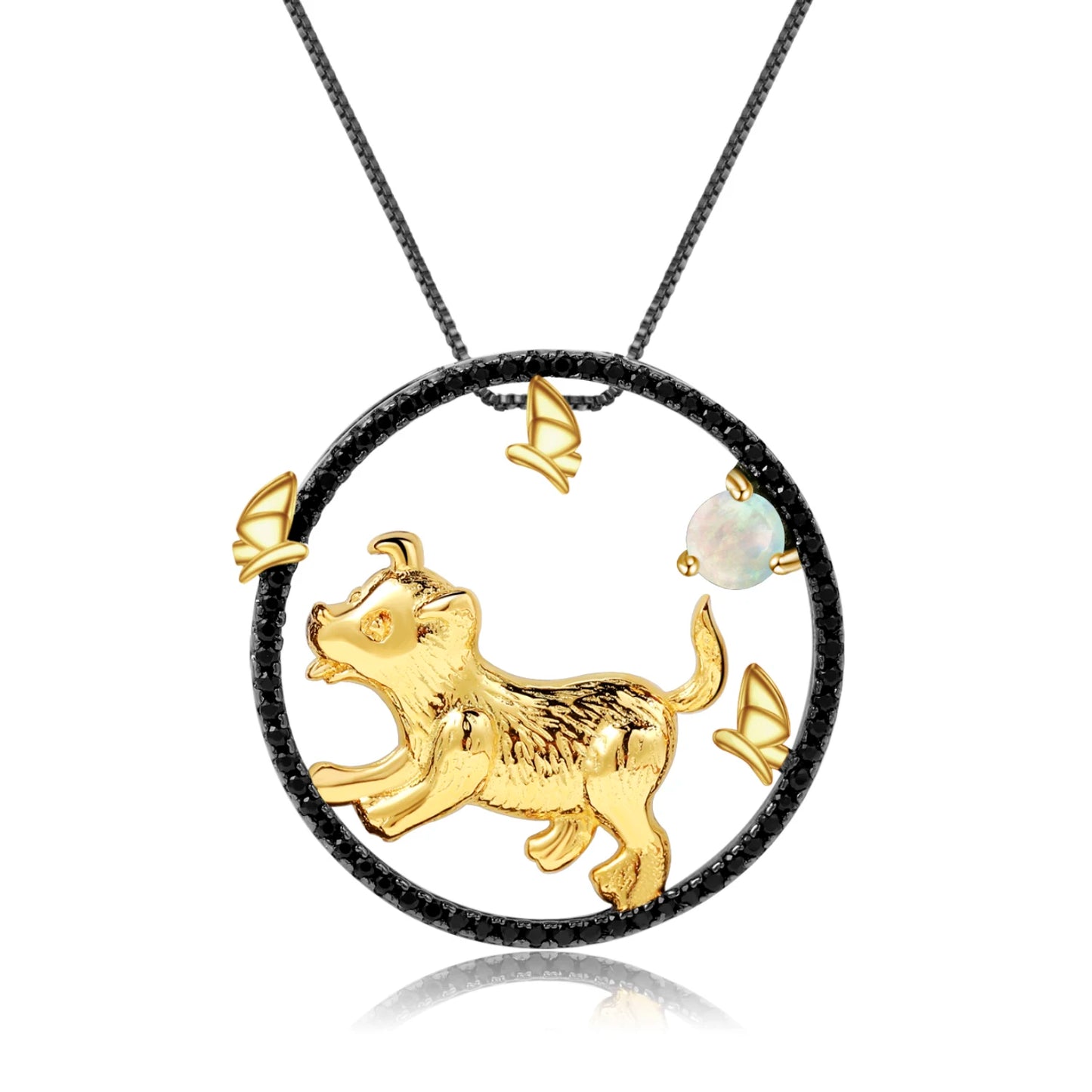 Gem's Ballet 925 Sterling Silver Dragon Pendant Necklace Topaz