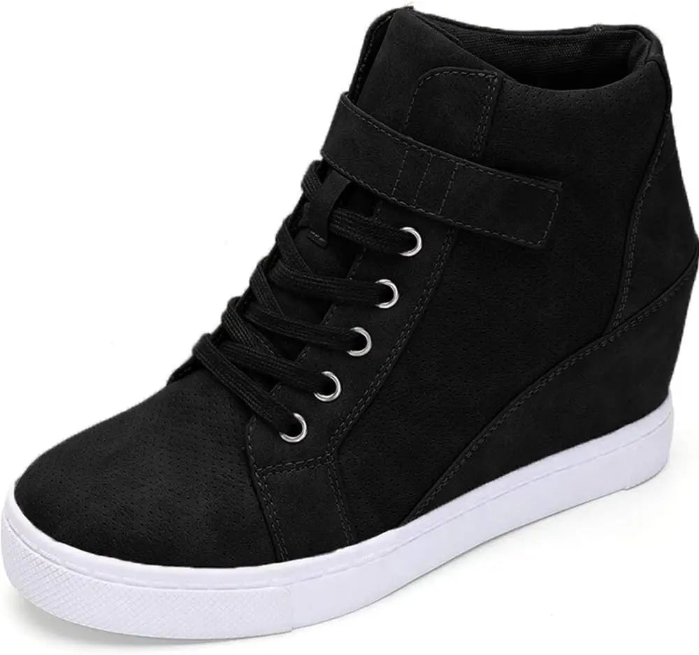 Women's Lace Up Wedge Sneakers High Top Ankle Boots