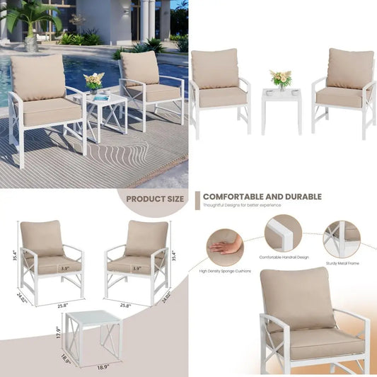 Modern Outdoor Metal Sectional Set With Conversation Chairs