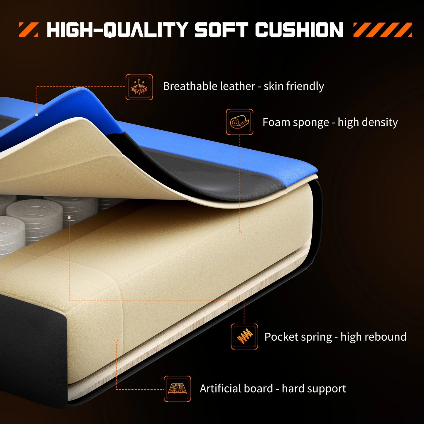 JHK Ergonomic Racing Gaming Chair With Adjustable Headrest And Lumbar