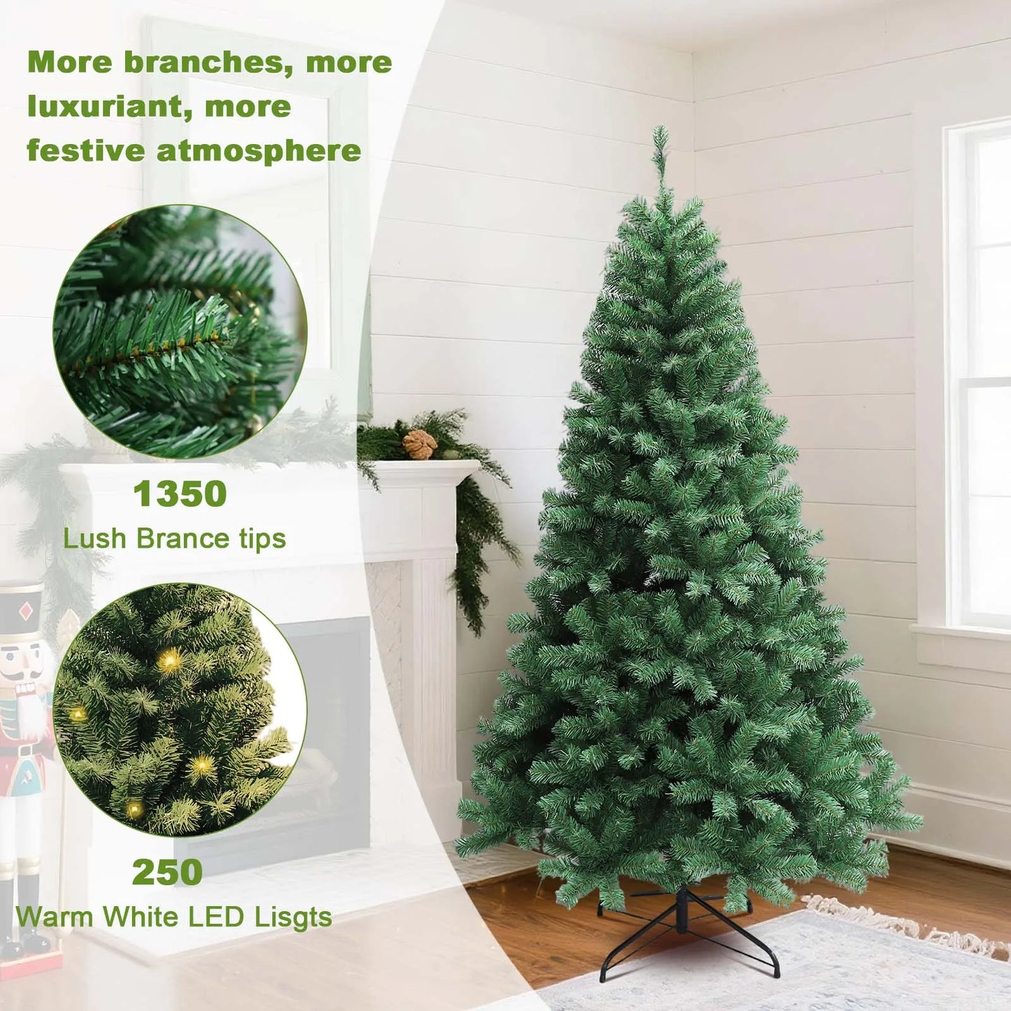 Electronic Pre-Lit Christmas Tree With LED Lights Hinged Design
