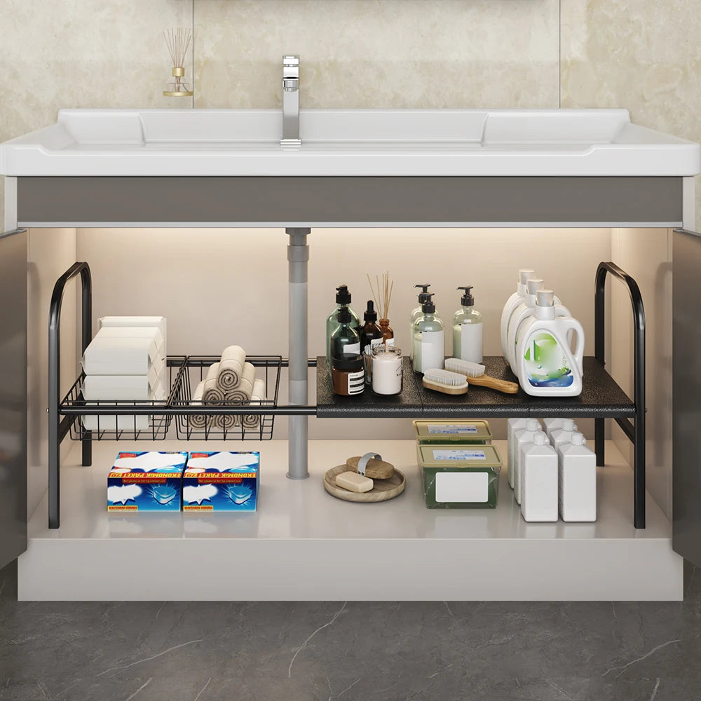 Hign-Concerned Multi-Use Kitchen and Under Sink Organizer Expandable Shelf Storage
