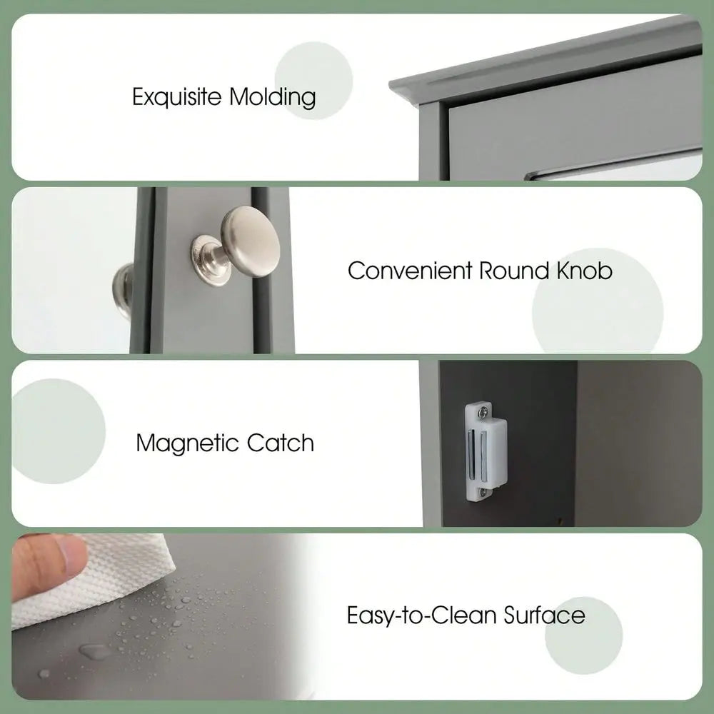 Lifezeal Bathroom Wall Cabinet Mirror Door Medicine Cabinet Wood Shelf