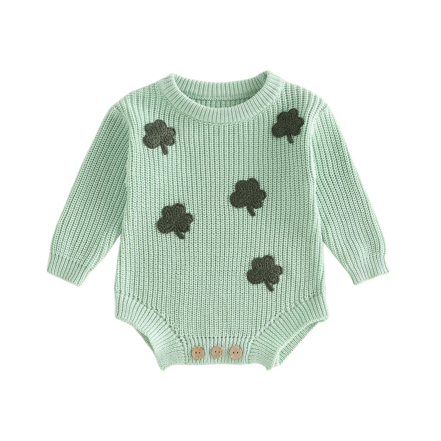 NONECN Adorable Newborn Romper Featuring Shamrock Embroidery