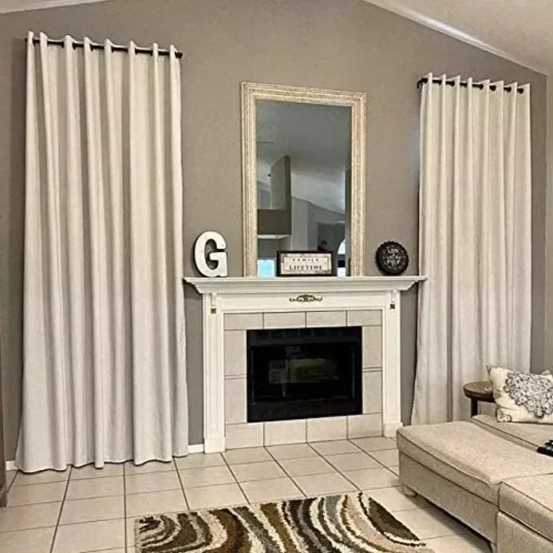 XMSJ Blackout Linen Curtain Extra Long Thermal Insulated