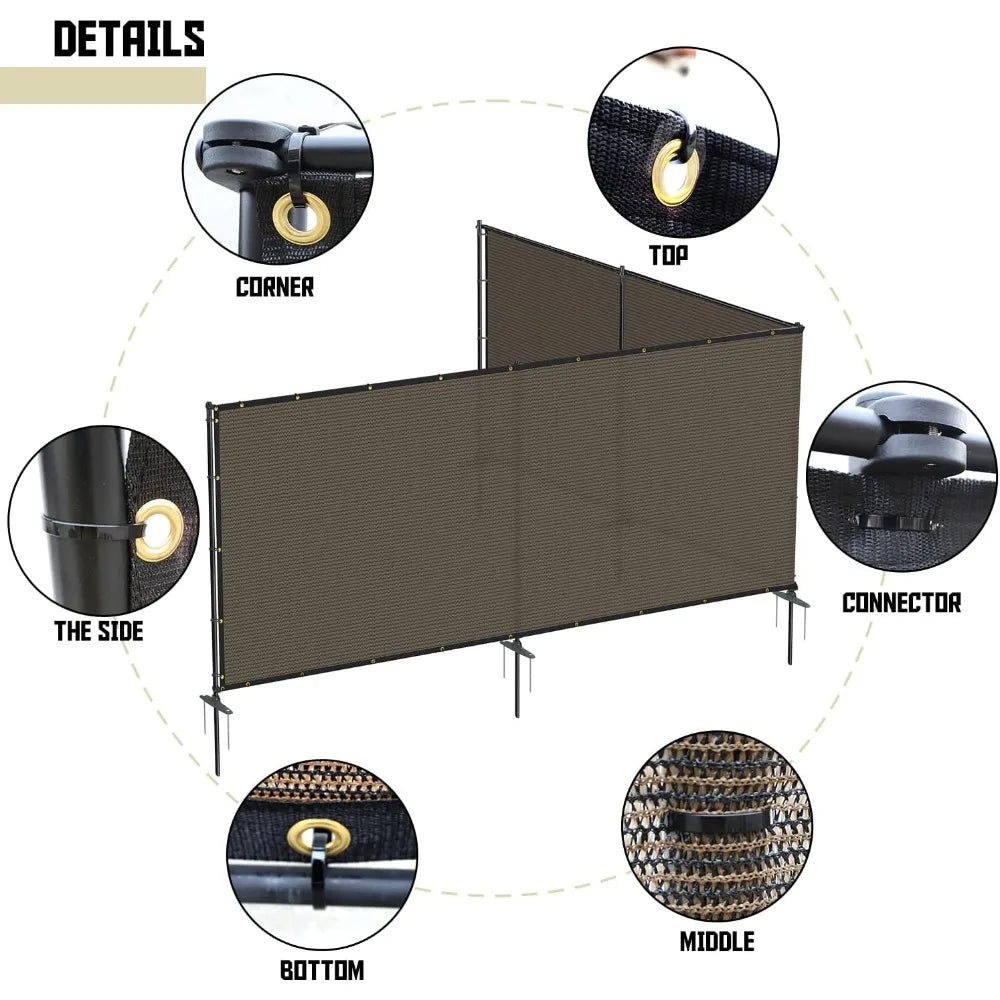 Outdoor Privacy Fence With Iron Poles And Ground Spikes