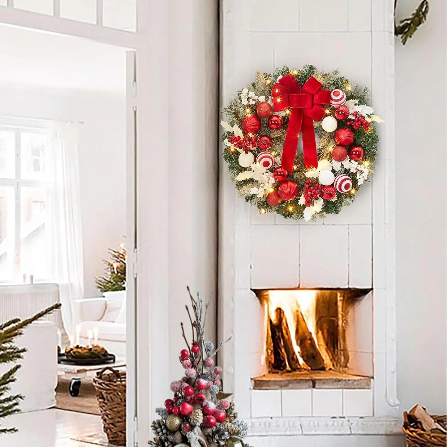 Guangdong Pre-Lit Christmas Wreath Battery Operated Lighted Ornaments