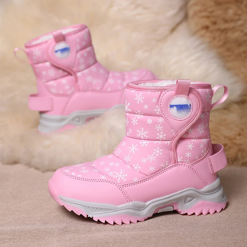 Unisex Kids Winter Boots Snow Leather Fashion Shoes
