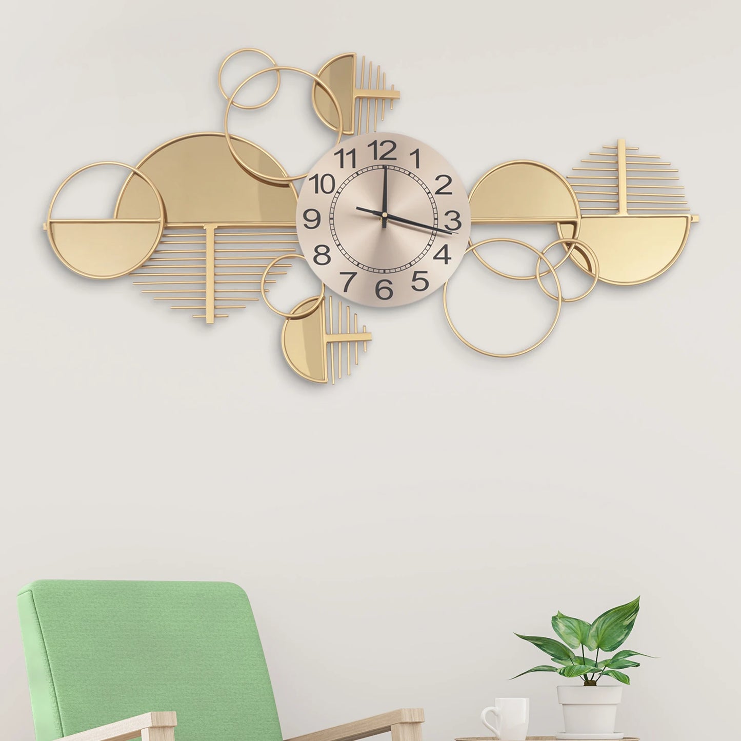 Modern Metal Wall Clock Silent Non Ticking Glass Decor For Home Office