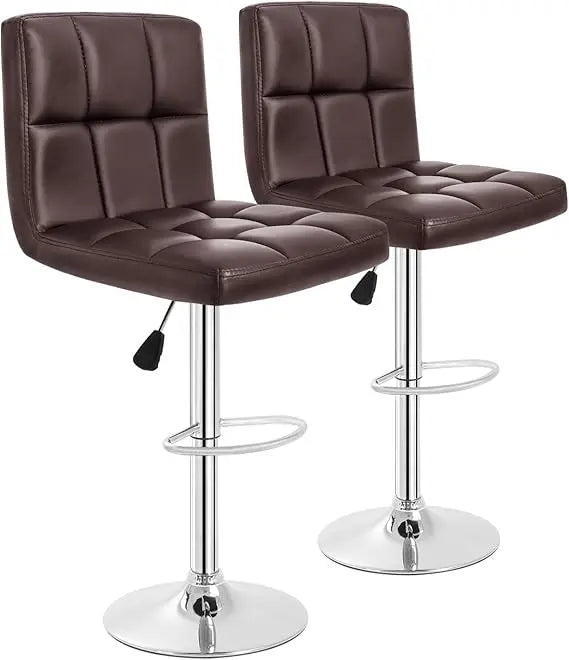 FEICHENG Adjustable PU Leather Bar Stools Set Two With Back
