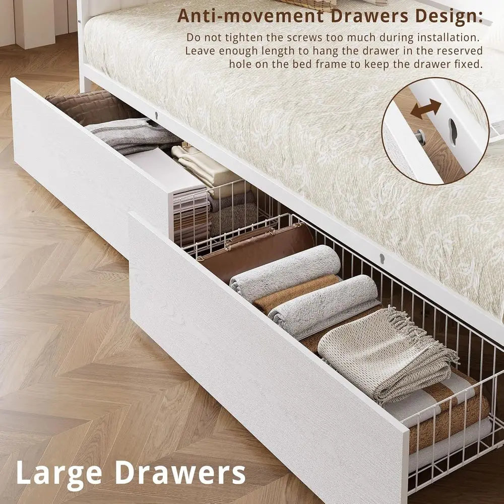 Twin Daybed With Storage Metal Frame Headboard Charging Station