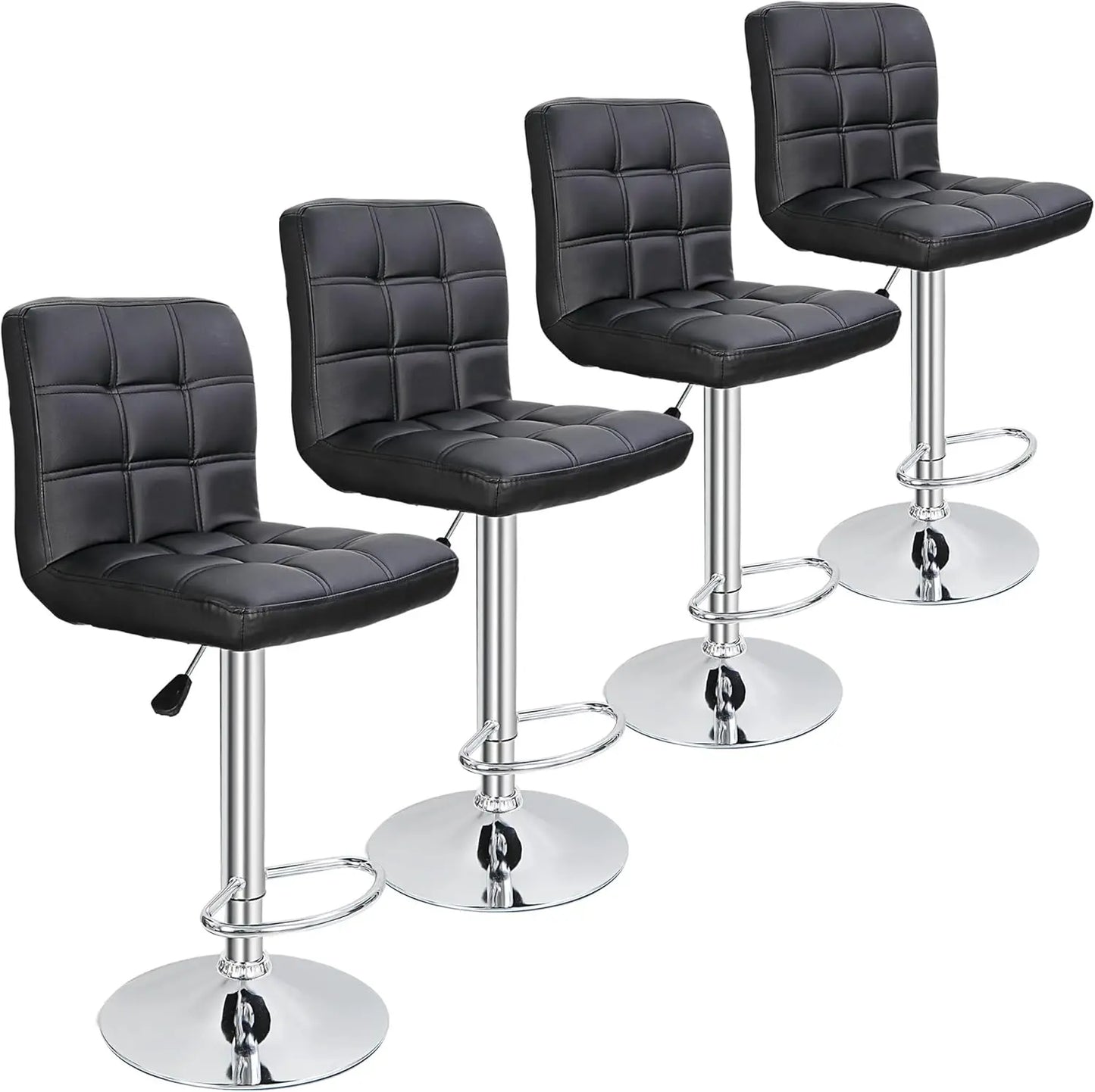 HUANZHUANG Set Of 4 Adjustable Swivel PU Leather Bar Stools