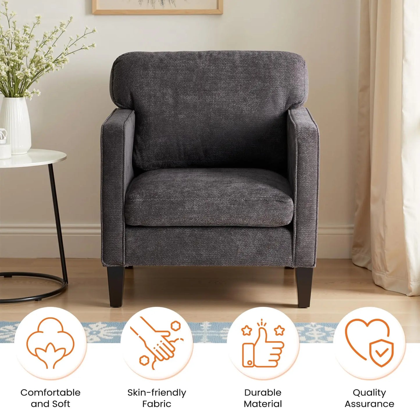 JHK Accent Chair With Armrest And Lumbar Back Support