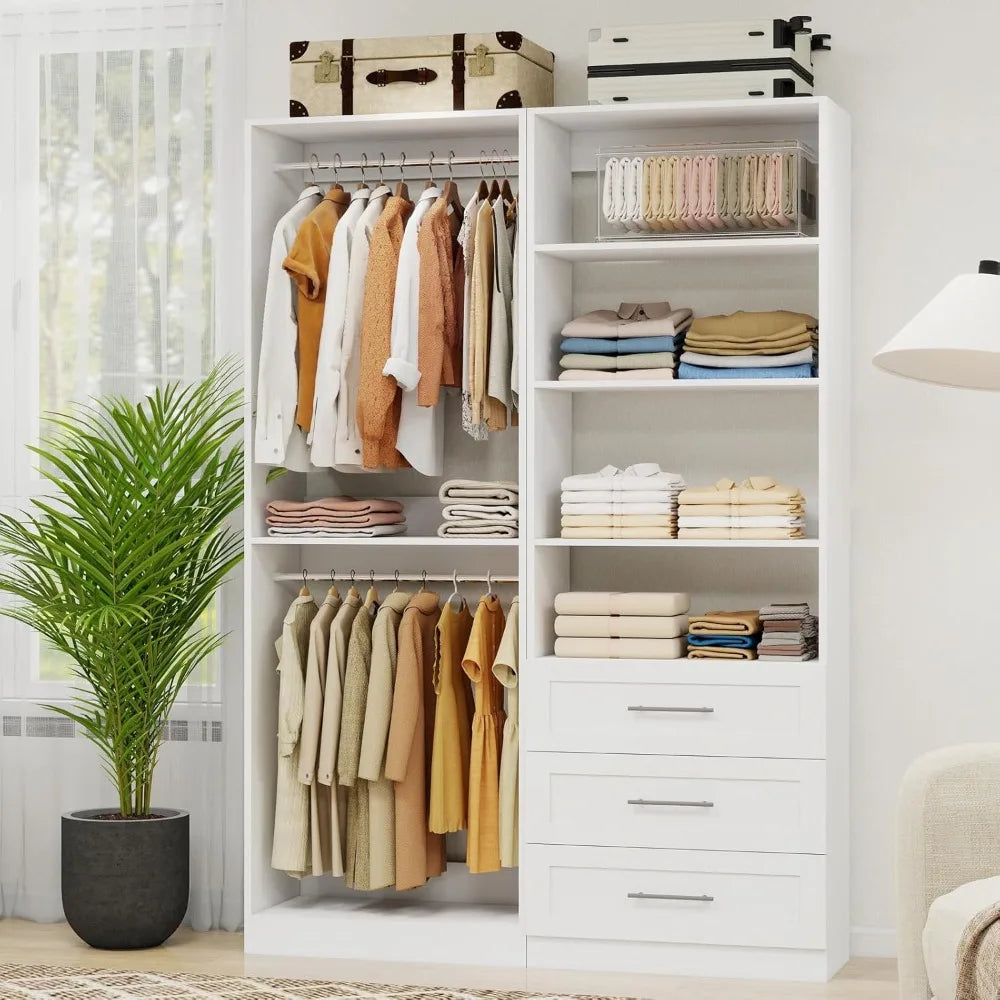 Modular Wood Closet Organizer System With Drawers and Rods