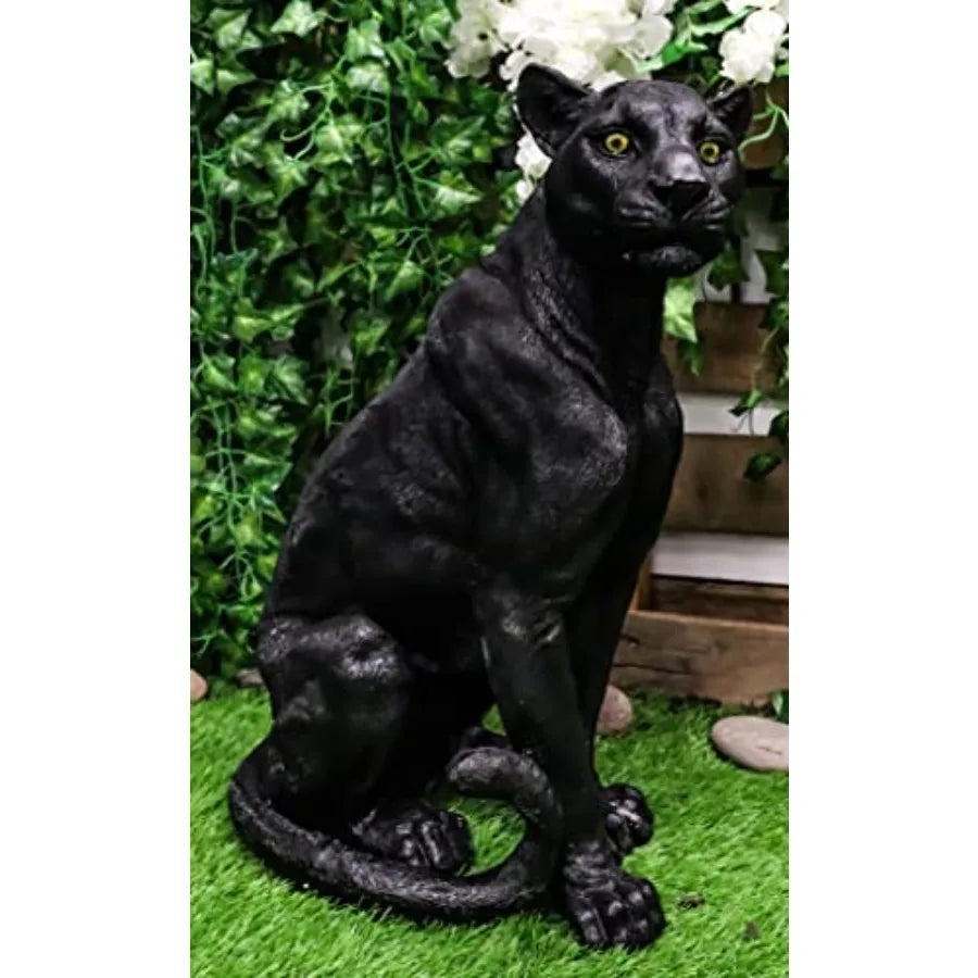 SHXI Realistic Sitting Panther Statue for Home Decor