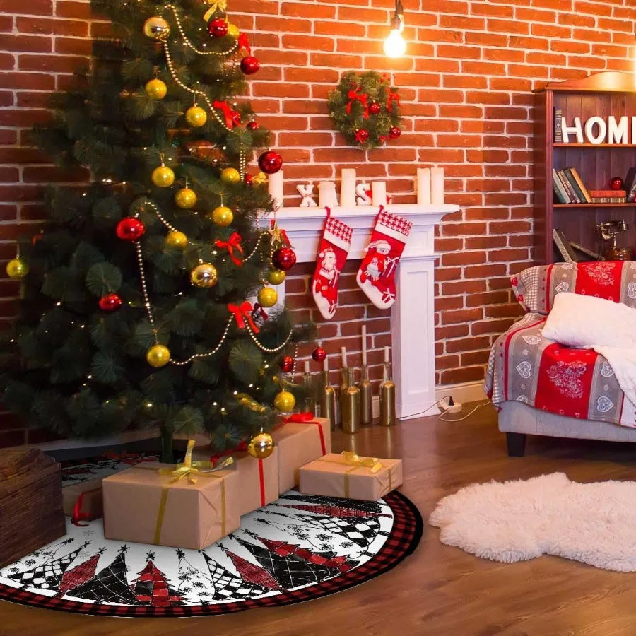 Christmas Tree Skirt With Snowflake Design For Rustic Winter Decor