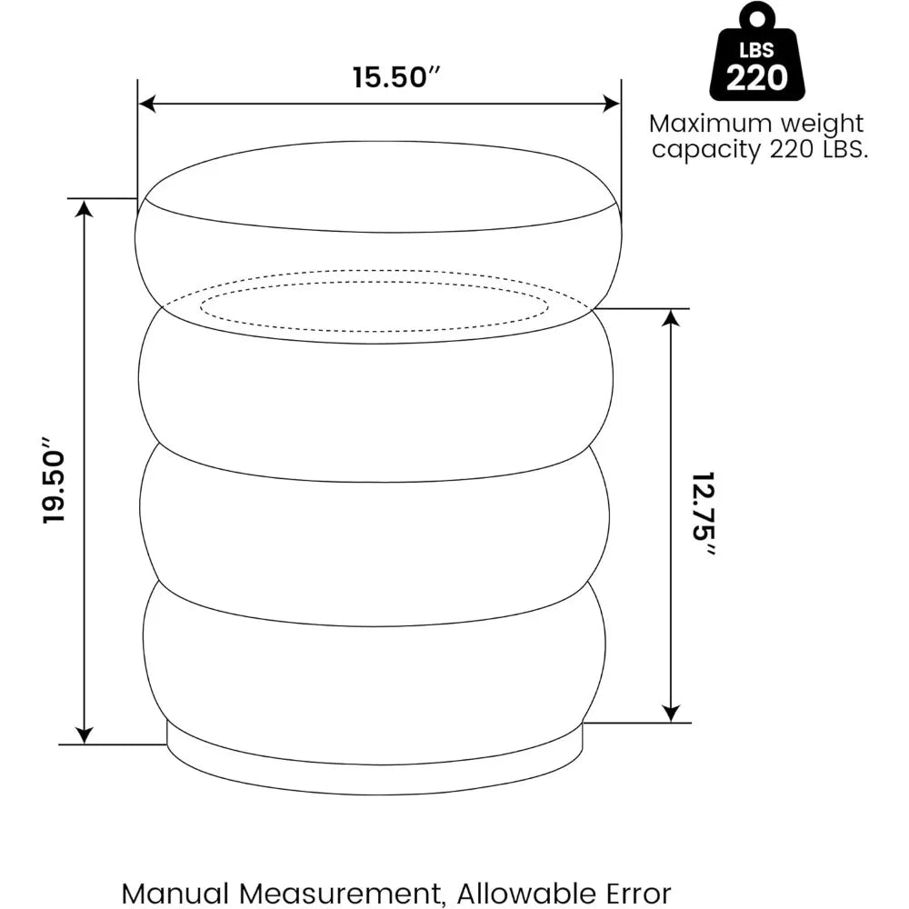 DAFIFY Round PU Leather Storage Vanity Ottomans Set of 2