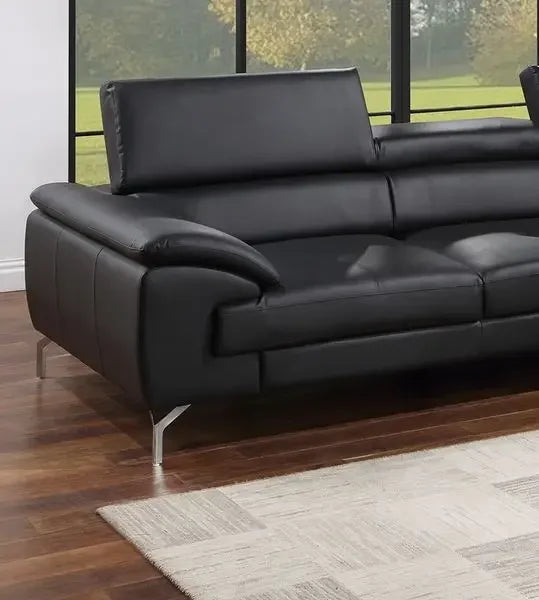 Combination L Shaped Sectional Sofa Faux Leather Chaise