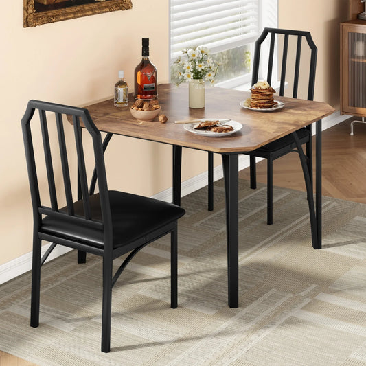 HiMISS 3-Piece Dining Table Set for Two with Upholstered Chairs