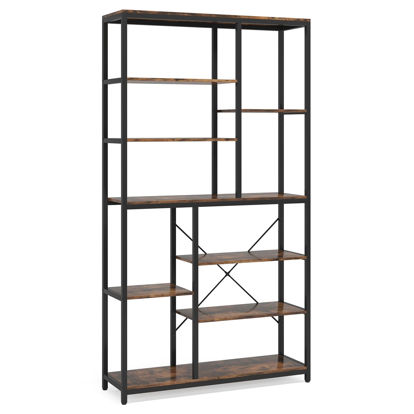 Tribesigns 9 Tier Industrial Bookcase With Open Shelves